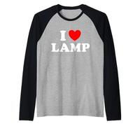 Pantalla de luz Divertida con Texto en inglés I Love Lamp Camiseta Manga Raglan