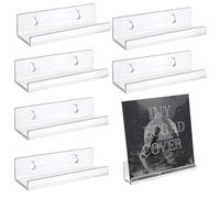 Pantalla de pared de registro, tarjeta de visualización de registros - Estante de registro de 4 pulgadas Clear T, 6 soportes de discos montados en pared acrílicos, pantalla LPS diaria para escuchar en
