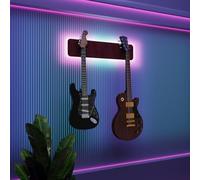 Pantalla de pared para múltiples guitarras con iluminación LED, estante modular retroiluminado con paneles acústicos, vitrina iluminada con amortiguación de sonido para guitarras eléctricas, bajos y