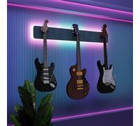 Pantalla de pared para múltiples guitarras con iluminación LED, estante modular retroiluminado con paneles acústicos, vitrina iluminada con amortiguación de sonido para guitarras eléctricas, bajos y
