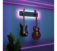 Pantalla de pared para múltiples guitarras con iluminación LED, estante modular retroiluminado con paneles acústicos, vitrina iluminada con amortiguación de sonido para guitarras eléctricas, bajos y