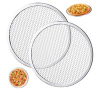 Pantalla de pizza de 2 piezas Bandeja de pizza de malla redonda de aluminio antiadherente de 12 pulgadas para hornear al horno Barking barbacoa de malla de la parrilla sin costura para restaurante, h