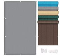 Pantalla de privacidad de 140 x 650 cm, protección UV y resistente al viento, incluye correas de red, ideal para jardín y patio, color gris para una mayor privacidad al aire libre