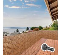 Pantalla de privacidad de bambú, valla natural para exteriores con bridas para cables, alta para balcón y jardín trasero (