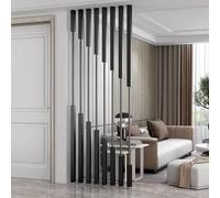 Pantalla de privacidad independiente, divisor columnar negro para balcón y espacios interiores, poste de separación de habitaciones