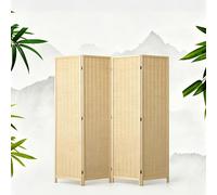 Pantalla De Privacidad Plegable De Doble Cara, Pantalla De Privacidad Independiente De Bambú, Simple, Madera Maciza, For Hogar, Oficina, Restaurante Dormitorio(180x50cm/71x19.7in,4-Panel)