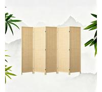 Pantalla De Privacidad Plegable De Doble Cara, Pantalla De Privacidad Independiente De Bambú, Simple, Madera Maciza, For Hogar, Oficina, Restaurante Dormitorio(170x50cm/67x19.7in,5-Panel)