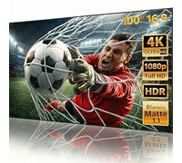 Pantalla de proyección 100" 16:9 de Marco Fijo Acabado Blanco Mate con Factor de Ganancia 1.1 Borde con Terciopelo Negro de 1cm Tejido Libre de Arrugas Válida Tanto para óptica Convencional como UST