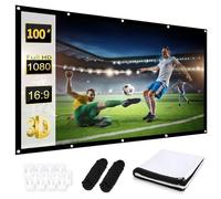 Pantalla de proyección de 120", pantalla de proyección plegable, 16:9 HD, antiarrugas, proyección doble cara 265 x 149 cm, pantalla de proyector portátil para el hogar, la escuela, las reuniones