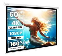 Pantalla de proyección Manual Mural Luxscreen Superficie Blanco Mate de Gran luminosidad para proyector Compatible 4K 1080p valido para 4:3 y 16:9 Borde Negro (60 Pulgadas 16:9 Pro)