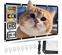 Pantalla de proyección, pantalla de proyección de 100 pulgadas para interiores y exteriores, 16:9 HD 4K, doble cara, pantalla de película portátil para el hogar, oficina, escuela y exterior