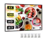 Pantalla de proyector 84 Pulgadas 4 3 HD 4K Plegable portátil Anti-Arrugas con Ganchos para Cine en Interiores Teatro casa Oficina y reuniones