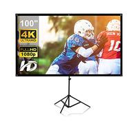 Pantalla de proyector, con Soporte de 100 Pulgadas, Pantalla de proyección portátil de 16:9 4K HD, Pantalla de proyección de películas para Interiores y Exteriores