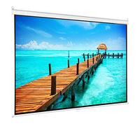 Pantalla de proyector, liberación de 60 a 84 pulgadas HD 16:9 pantalla de proyector manual desplegable con autobloqueo, tela blanca mate, pantalla de película de fibra de vidrio para cine en casa