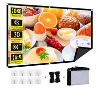 Pantalla de proyector plegable de 84 pulgadas, XINLEMY 4K 16:9, antiarrugas, portátil, lavable, parte trasera negra, absorbe la luz, pantallas de películas para cine en casa, patio, interior y