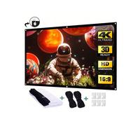 Pantalla de proyector plegable portátil de 100" 16:9 antiarrugas: ligera, sin arrugas para interiores/exteriores, cine en casa, aula, reuniones,