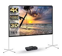 Pantalla de proyector portátil con soporte para exteriores: Pantalla de proyección para camping de 80 pulgadas, 4K, para cine en casa, jardín o interior, formato 16:9, HD para noches de película