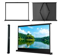 Pantalla de proyector portátil, extracción manual de suelo, 16:9, 4K HD, plegable y ligera, sin arrugas para cine en casa y cine en el patio trasero