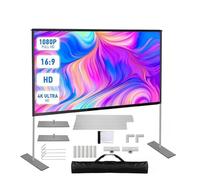 Pantalla de proyector portátil Plegable HD 2K 4K de 100 y 120 Pulgadas con Soporte, Pantalla de proyección de vídeo y película, Cortina for Interiores y Exteriores,Antiarrugas(120 Inch)