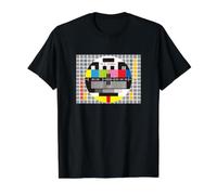 Pantalla de Prueba de televisión Sin patrón de Color de señal Camiseta gráfica económica, Hombre, Negro, XL