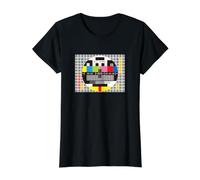 Pantalla de Prueba de televisión Sin patrón de Color de señal Camiseta gráfica económica, Mujer, Negro, XL