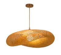 Pantalla de ratán Hecha a Mano Lámpara de Techo Colgante de bambú Forma de Nube Lámpara Colgante Tropical Lámpara de Linterna de Tejido de Mimbre para Dormitorio Sala de Estar Restaurante Salón