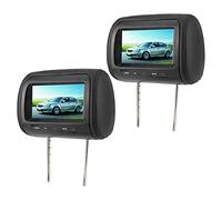 Pantalla de Reposacabezas Dual 2 Piezas, 7 Pulgadas Control Inalámbrico Reposacabezas Ajustable Reproductor de Video LCD Pantalla USB MP5 Monitor Negro
