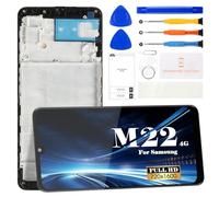 Pantalla de Repuesto para Samsung M22 4G para Samsung Galaxy M22 4G, Pantalla LCD M225, digitalizador táctil, Montaje SM-M225F/DS SM-M225M F22 F225F Kit de Piezas de reparación con Marco (Negro)
