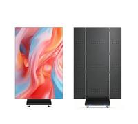 Pantalla de señalización digital de 80 pulgadas con funda de vuelo, pantalla LED P1.86 GOB para carteles, pantalla publicitaria plegable con sistema de publicación, para eventos comerciales gigantes y