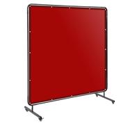 Pantalla de Soldadura 244 × 183 cm Vinilo Ignífugo Biombo Protección Industrial con Ruedas Separador Taller Soldar Color Rojo