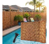Pantalla de Valla Caña Natural, Valla de Privacidad Rollos de Vallas Decorativas, Bambú Estera Caña Protección Visual para Patio, Balcón, Jardín, Cerca con Cañas Gruesas(Marrón,H1.4 x L9m)