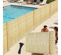 Pantalla de Valla Caña Natural, Valla de Privacidad Rollos de Vallas Decorativas, Bambú Estera Caña Protección Visual para Patio, Balcón, Jardín, Cerca con Cañas Gruesas(Natural,H1.2 x L6m)