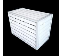 Pantalla de valla de aire acondicionado para exteriores, de aleación de aluminio, persiana y estante de flores, cubierta anticorrosión para unidad exterior, soporte de metal para plantas, color blanco