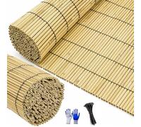 Pantalla de Valla de Caña Natural para Exteriores - Rollo de Cerca de Privacidad de Bambú y Caña Gruesa, Protección Visual Decorativa Para Patio, Balcón y Jardín 50-1500cm(Natural,H1.3 x L4.0m)