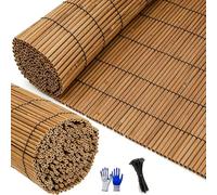 Pantalla de Valla de Caña Natural para Exteriores - Rollo de Cerca de Privacidad de Bambú y Caña Gruesa, Protección Visual Decorativa Para Patio, Balcón y Jardín 50-1500cm(Marrón,H1.4 x L3.0m)