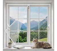 Pantalla de ventana ajustable, malla mosquitera autoadhesiva, cremallera reforzada, tamaños multicolores(White,120x130cm)