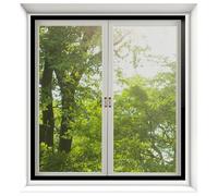 Pantalla de ventana autoadhesiva: cubierta de malla para moscas con cinta mágica extraíble, base de cortina con cierre abierto con cremallera incorporada, soporte de cubierta de red de protección anti