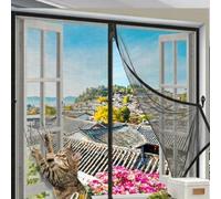 Pantalla De Ventana Modelo Con Cremallera, Mosquitera Ajustable Con Malla De Fibra Vidrio De Alta Densidad, Detiene Mosquitos, Moscas, Fácil De Instalar Para Interior Exterior(Black,65x155cm)