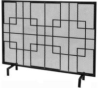 Pantalla decorativa de hierro forjado para chimenea, elegante cubierta de rejilla para seguridad y protección del hogar, perfecta para decoración de sala de estar, color negro
