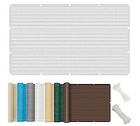 Pantalla decorativa resistente a los rayos UV de 145 x 1000 cm, para balcón y jardín, tela de polietileno de alta densidad blanca, incluye lazos para una fácil instalación y mayor privacidad