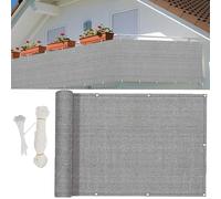 Pantalla expandible para balcón, 100 x 500 cm, resistente a la intemperie y a los rayos UV, divisor de privacidad gris con cuerda y ojales, perfecto para espacios al aire libre y patios