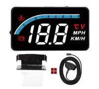 Pantalla frontal universal para coche, velocímetro con aviso de exceso de velocidad, indicador de temperatura del agua, iluminación ambiental,