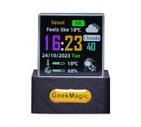 Pantalla holográfica 3D con WiFi, mini estación meteorológica inteligente y reloj digital con hora, fecha, temperatura interior y humedad, álbum de fotos personalizadas/GIF, pronóstico en tiempo real