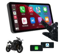 Pantalla inteligente para motocicleta de 6 pulgadas: CarPlay inalámbrico y Android Auto | Control de voz Bluetooth | Impermeable IP67 | Pantalla táctil HD | Negro