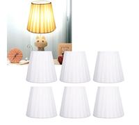 Pantalla Lampara Mesa, 6 Piezas Mini Pantalla De Lámpara, Chandelier Fabric Lamps Cover, Clip On Candle Lampshade Decoration for Table Lamps White