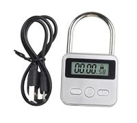 Pantalla LCD Multi Función Temporizador Lock, Cuerpo de Metal, Temporizador de Cuenta Regresiva de 99 Horas (plata)