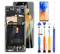 Pantalla LCD OLED para Samsung Galaxy S21 Ultra 5G SM-G998B SM-G998B/DS SM-G998U SM-G998W Reemplazo de la pantalla LCD Display Touch Screen Digitizer Assembly con herramientas (negro con marco)
