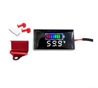 Pantalla LED Voltímetro Digital Panel para DC 12V a 150V Prueba de Voltaje con Sobretensión y Subtensión Alarma Adecuado para Motocicletas y Vehículos Eléctricos (Soporte Rojo+Blanco)