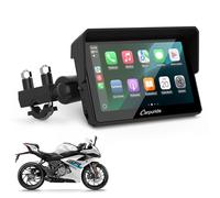 Pantalla Moto Carpuride W502, 5" IPS Táctil IP67 Impermeable, CarPlay & Android Auto Inalámbricos, GPS, Control por Voz Siri/Asistente Google, Dual Bluetooth, Soporte Ajustable Manillar