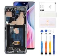 Pantalla OLED de repuesto para Samsung Galaxy S20 Ultra 5G con marco para Samsung S20 Ultra G988 SM-G988B G988U LCD Display Digitizer Touch Screen Assembly (negro cósmico con función de huellas